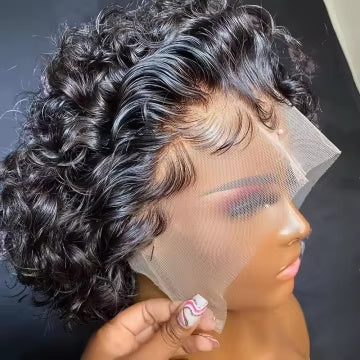 Brazilian Pixie Cut Wig Human Hair 13X1 Short Curly Lace Front Wigs