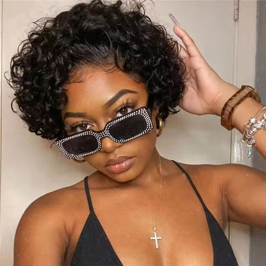 Brazilian Pixie Cut Wig Human Hair 13X1 Short Curly Lace Front Wigs